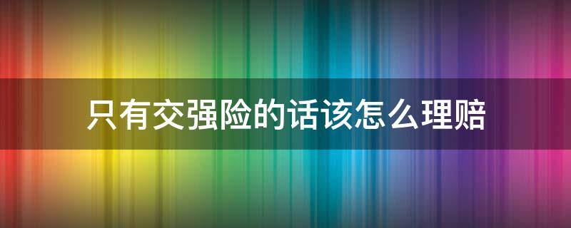 只有交强险的话该怎么理赔 只有交强险可以理赔吗