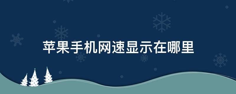 苹果手机网速显示在哪里（苹果手机在哪里设置网速显示出来）