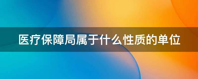 医疗保障局属于什么性质的单位（医疗保障局是什么性质的单位）