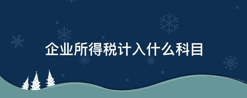 企业所得税计入什么科目（应交企业所得税计入什么科目）