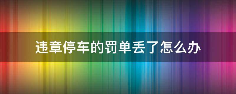 违章停车的罚单丢了怎么办（违章停车的单子丢了怎么交罚款）