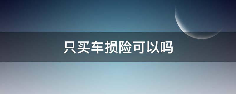 只买车损险可以吗（车损险可以不买吗）