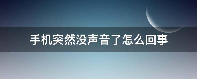 手机突然没声音了怎么回事（华为手机突然没声音了怎么回事）