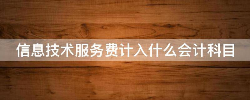 信息技术服务费计入什么会计科目（信息技术服务费计入什么会计科目明细）