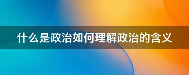 什么是政治如何理解政治的含义 政治学原理简答题什么是政治如何理解政治的含义