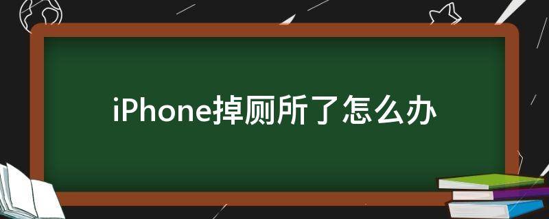 iPhone掉厕所了怎么办 iphone手机掉厕所里怎么处理