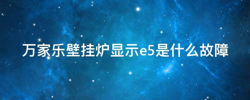 万家乐壁挂炉显示e5是什么故障 万家乐壁挂炉显示e5是什么故障代码