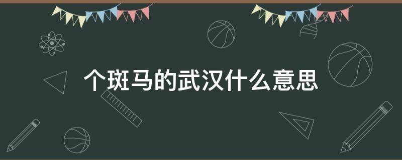 个斑马的武汉什么意思（武汉人说个斑马是什么意思）