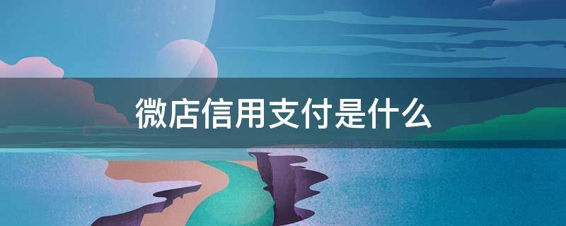 微店信用支付是什么 微店能信用卡支付吗