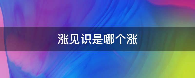 涨见识是哪个涨 涨见识是哪个涨?