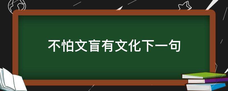 不怕文盲没文化 不怕文盲有文化下一句