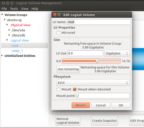 Ubuntu系统上使用LVM调整硬盘分区的教程