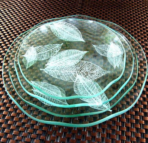 高颜值玻璃印花餐具 透明也可是艺术