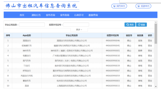 佛山网约车信息查询方式 佛山网约车服务系统官网