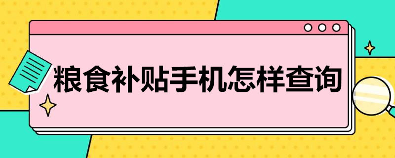 粮食补贴手机怎样查询 粮食补贴怎么网上查询