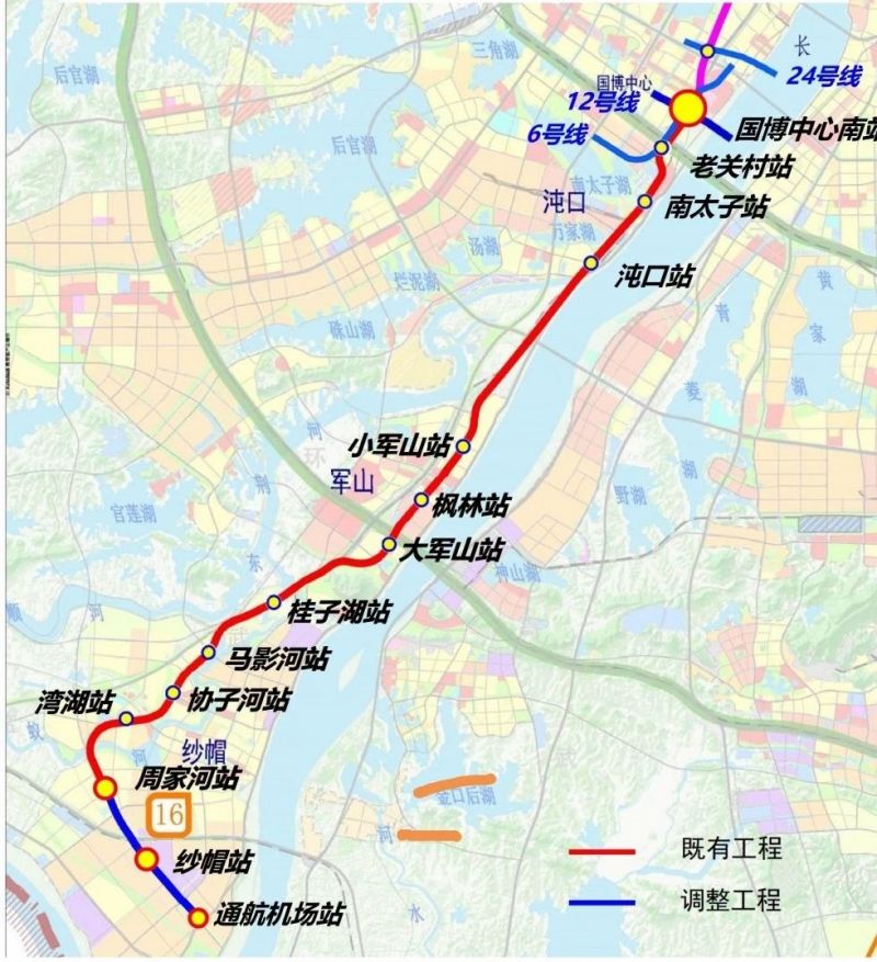 武汉地铁16号线二期最新线路图高清 武汉地铁16号线二期最新线路图