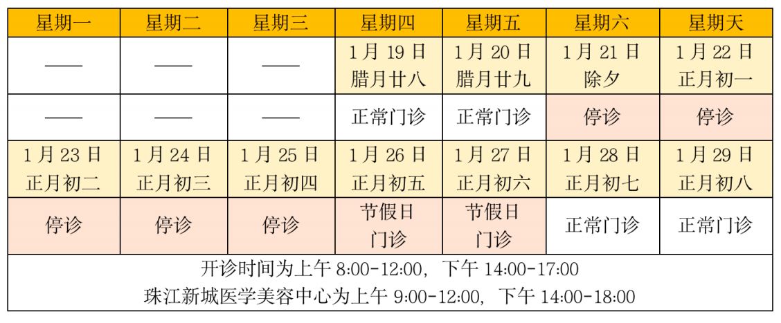 南方医科大学皮肤病医院2023春节期间门诊安排