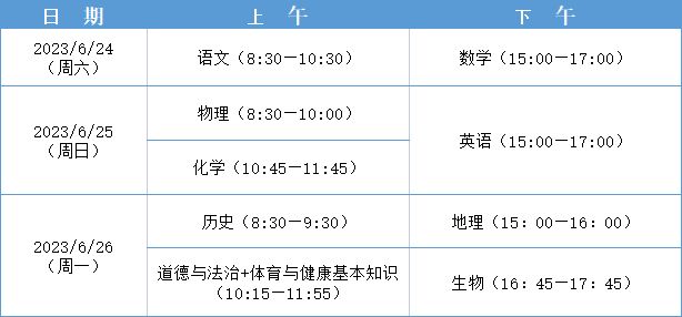 2023福州中考时间 福州中考具体时间