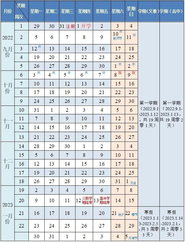 南平市2022-2023学年中小学校历 南平中小学暑假放假时间2021