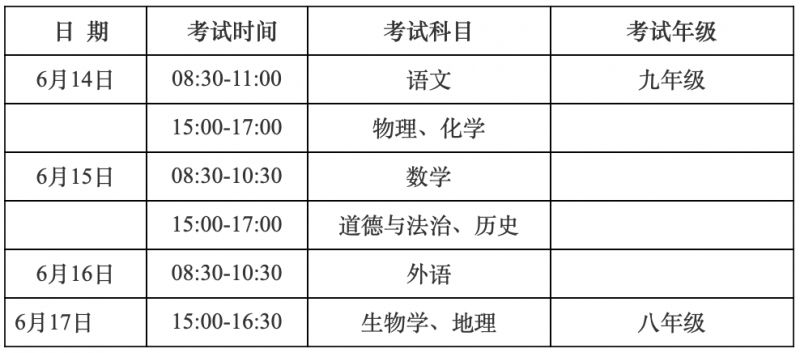 芜湖市今年中考时间 芜湖中考时间表2023年