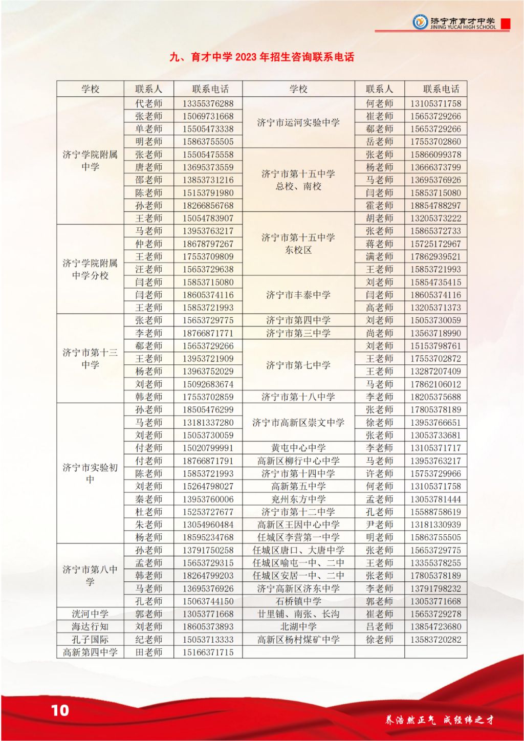 济宁市育才中学招生简章 2023济宁育才中学招生电话