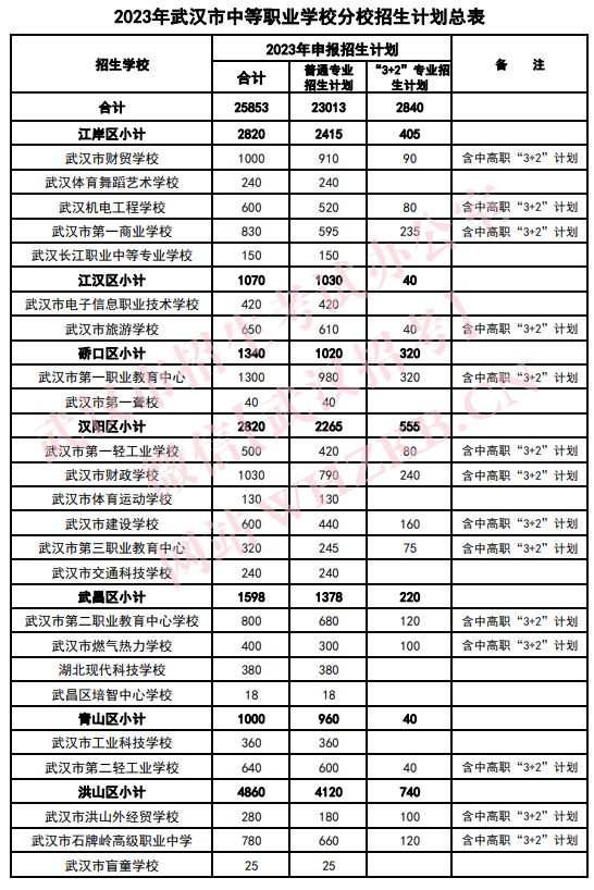 2023年武汉市招生计划表 武汉2020年招生情况