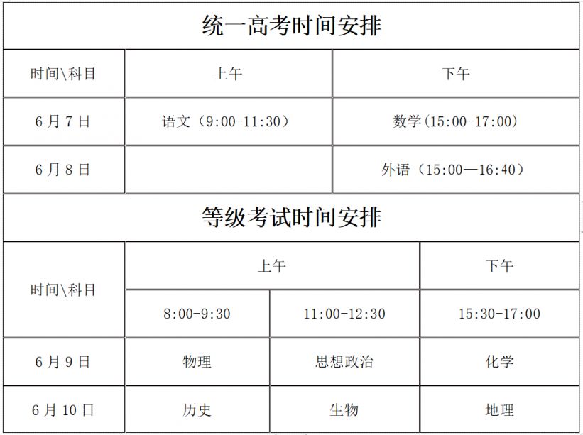 2023青岛市最新发布中考、高考安排 2021年青岛中考时间是几月几号