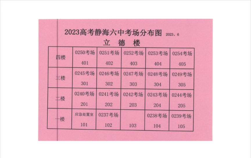 天津市静海区高考考点 2023天津静海区高考考点考场示意图