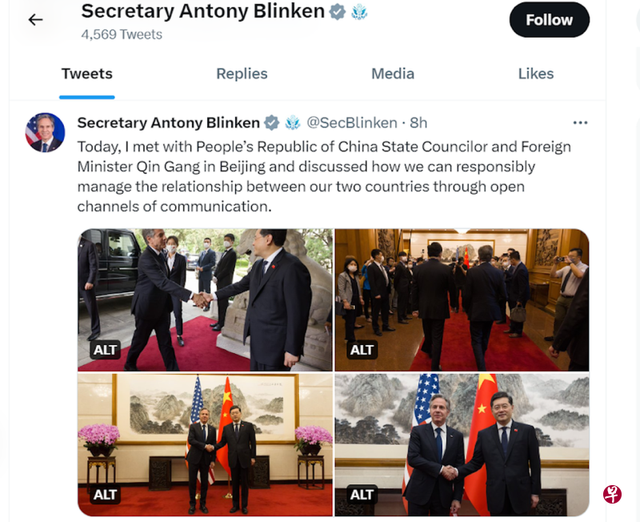 布林肯推特发文谈北京行（布林肯发言视频）