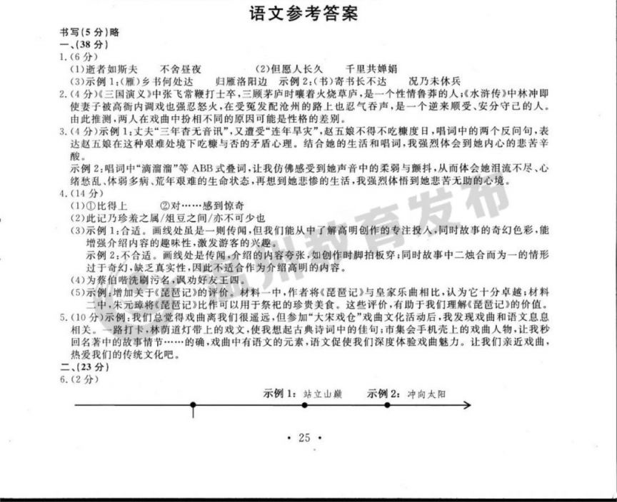 2023年温州市中考语文试卷评析、试题、参考答案