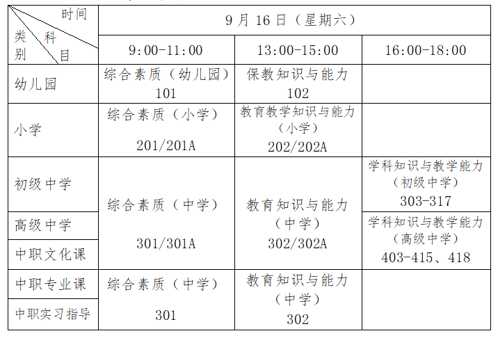 2023年下半年广西中小学教师资格考试笔试时间