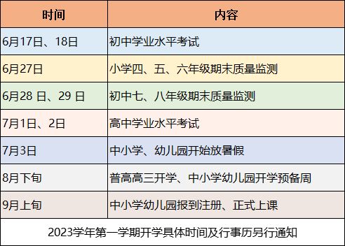 2023温州泰顺县中小学期末考试和暑假时间表