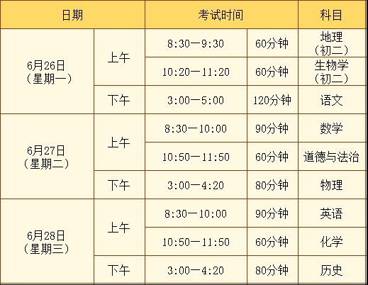 广东珠海中考时间2023年时间表 珠海中考时间2023年时间表