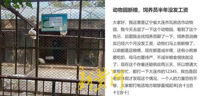 网传辽宁一动物园拖欠饲养员工资半年，动物将断粮 官方：情况属实将争取拨款