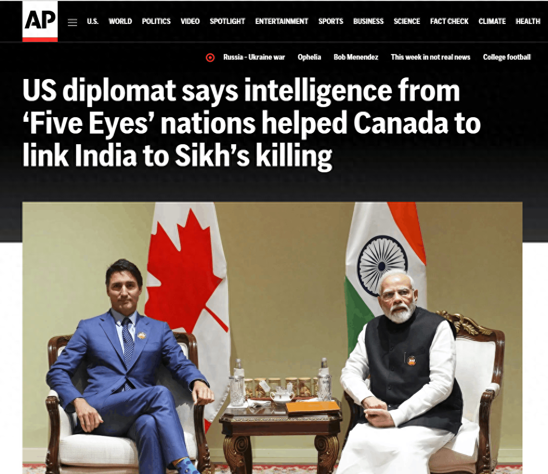 加拿大指控印度特工在加拿大刺杀锡克教领袖，美媒：情报是美国给的