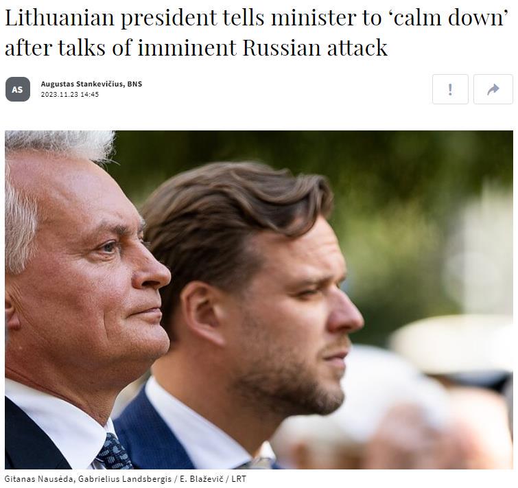 立陶宛外长称俄罗斯终将攻击北约，立总统让他“坐下来冷静一下”
