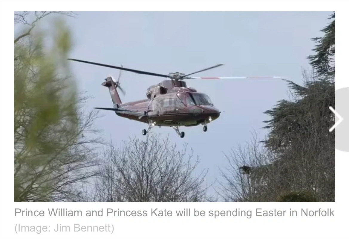 凯特一家5口复活节度假！坐直升机去庄园，英媒晒夏洛特拎包照片